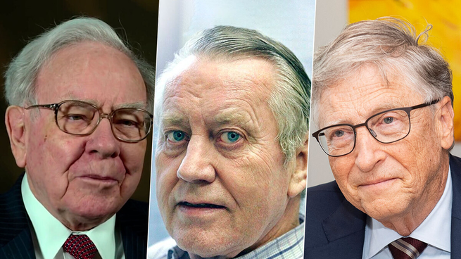 Warren Buffett, Charles Feeney y Bill Gates.