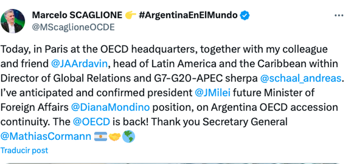 Publicación de Marcelo Scaglione en X. Publicación de Marcelo Scaglione en X.