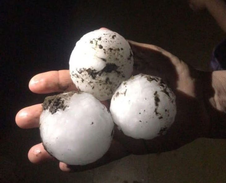 El tamaño del granizo en Córdoba. El tamaño del granizo en Córdoba.