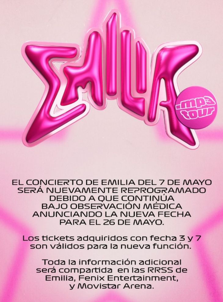 They reschedule the Emilia Mernes show for May 26. They reschedule the Emilia Mernes show for May 26.