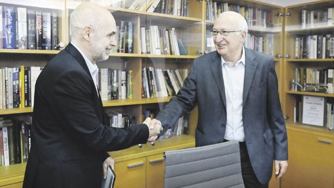 Inflación. Horacio Rodríguez Larreta junto a  Manuel Trajtenberg, en Israel.