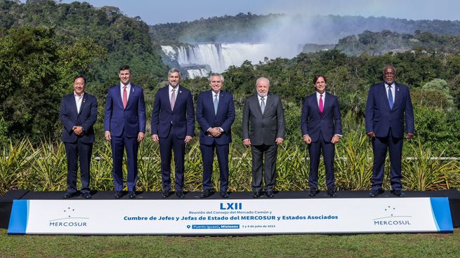 La tradicional foto de familia de los jefes de Estado en la última cumbre del Mercosur.
