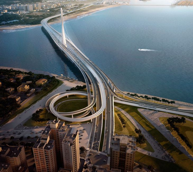 Con un único pylón inclinado y cables dispuestos en abanico hacia un solo lado, se convertirá en el puente de este tipo más largo del mundo Con un único pylón inclinado y cables dispuestos en abanico hacia un solo lado, se convertirá en el puente de este tipo más largo del mundo