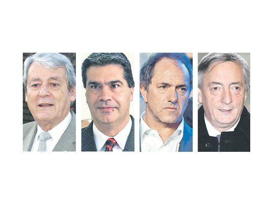 Carlos Kunkel, Jorge Capitanich, Daniel Scioli, Néstor Kirchner
