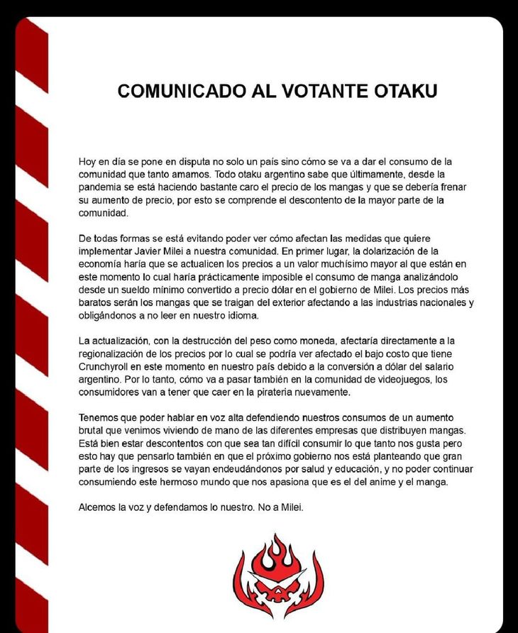 El comunicado oficial de la comunidad otaku. El comunicado oficial de la comunidad otaku.