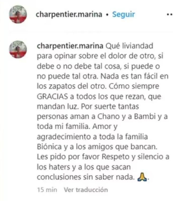 Strong defense from Chano’s mother: “I ask for respect and silence from the haters who know nothing”