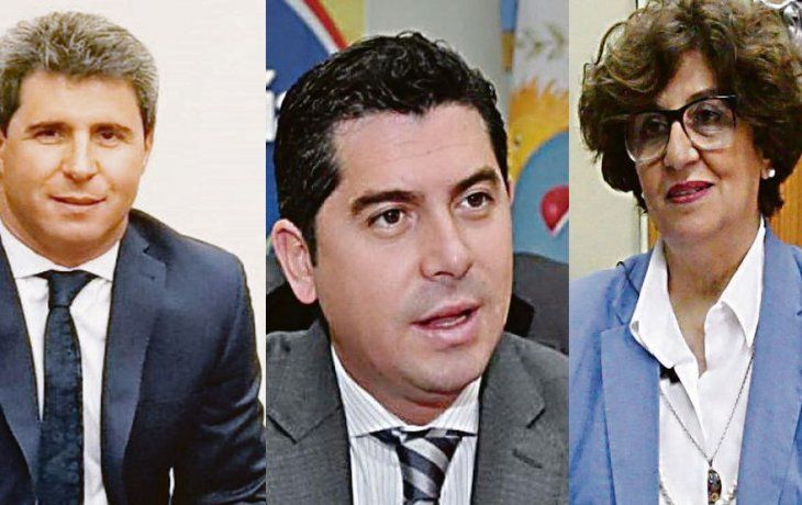 Sergio Uñac, Marcelo Orrego y Nancy Avelín