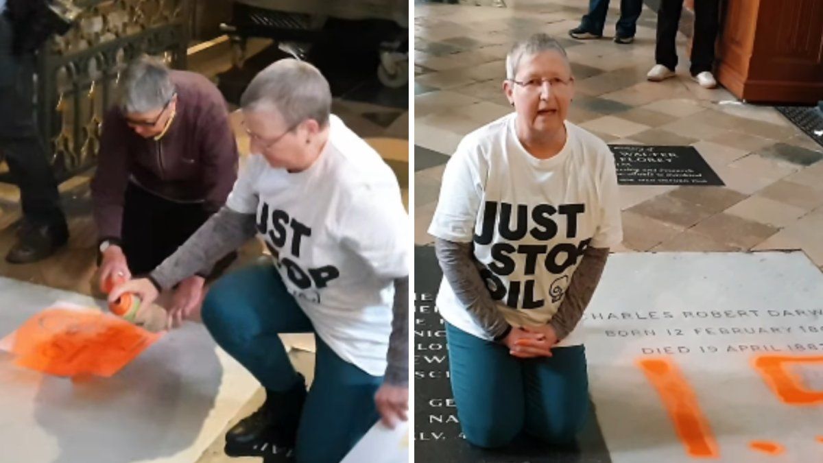Activists painted Charles Darwin’s grave to protest climate change