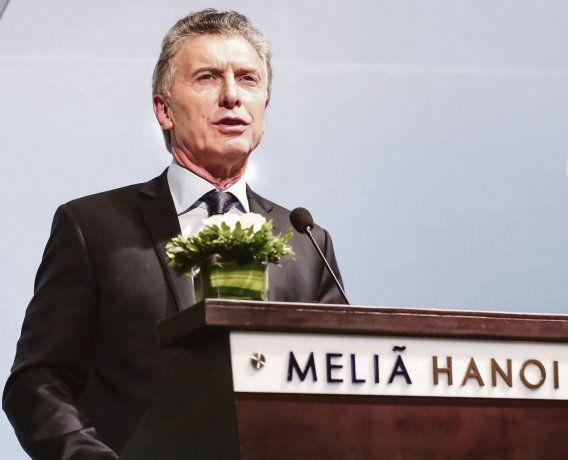 actividad. Macri en Hanoi, cuando expuso en el Foro de Empresas Argentina-Vietnam.