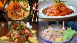 El Ceviche es un plato típico peruano, elaborado con trozos pequeños de pescado crudo, cebolla, pimentón y camote, entre otros ingredientes.&nbsp;