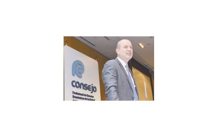 El presidente del Banco Central, Federico Sturzenegger, durante el discurso que dio  ayer en el Consejo Profesional de Ciencias Económicas.