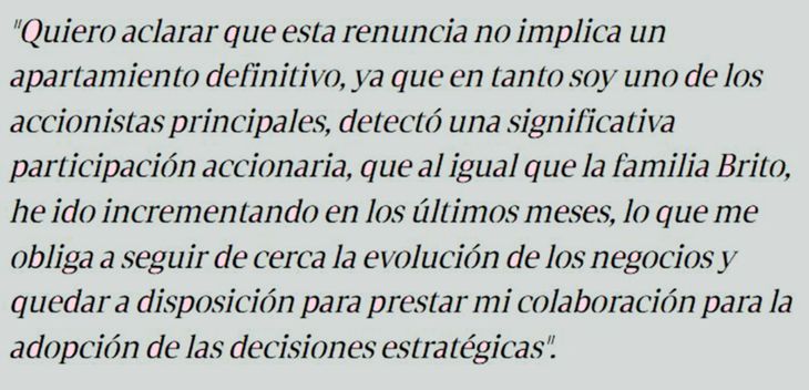 Carballo renuncia, pero no se va. En los últimos tiempos habría incrementado su tenencia accionaria a 19.26%, lo que le aseguraría ser el socio mayoritario entre los privados Carballo renuncia, pero no se va. En los últimos tiempos habría incrementado su tenencia accionaria a 19.26%, lo que le aseguraría ser el socio mayoritario entre los privados