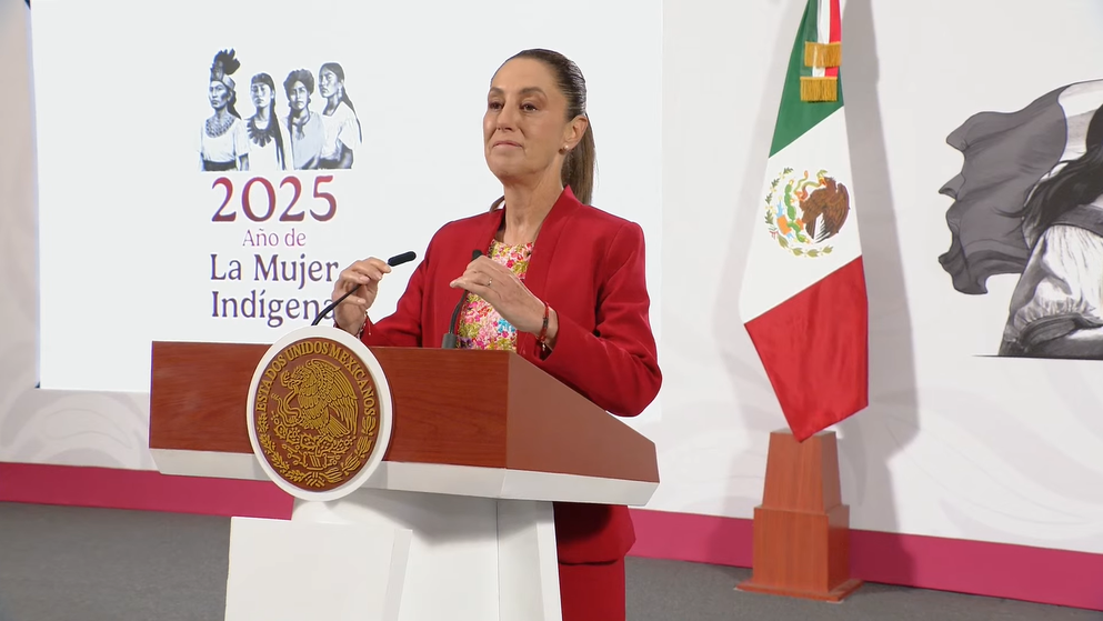 Claudia Sheinbaum en la Mañanera del Pueblo de este lunes.