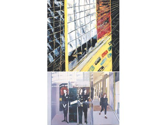 “Fifth Av.” representa la fuerza de la energía urbana y el movimiento (arriba). “En la tienda” es una obra enigmática que habla de la condición humana (abajo).
