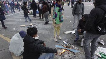 Uno de los acampes en la Av. 9 de Julio, a principios de septiembre.