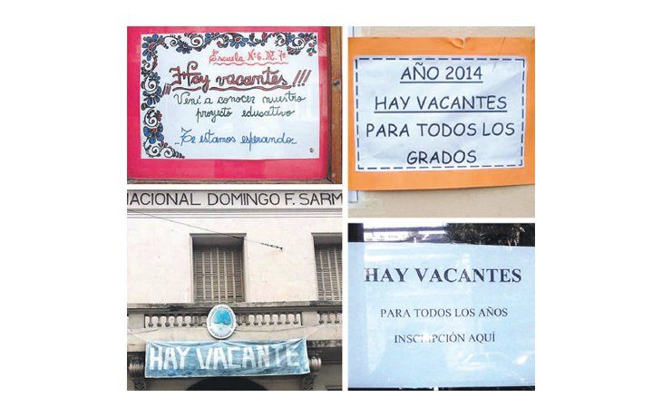 ámbito.com | Los colegios anuncian la disponibilidad de vacantes con carteles y banderas. Entre ellos, en la escuela N° 6 en Villa Crespo, en el colegio Nicolás Avellaneda en Palermo, en el N° 13 en Almagro  y en el colegio N° 2, ubicado en Recoleta.
