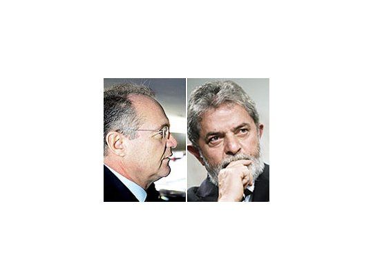 Renan Calheiros,el titular delSenado, y LuizInácio Lula daSilva, quien semostró taciturnoayer durante unaconferencia deprensa ofrecidaen Copenhague,donde seencuentra degira. La crisis enel Congresobrasileño traba laaprobación deimportantesproyectos de ley.