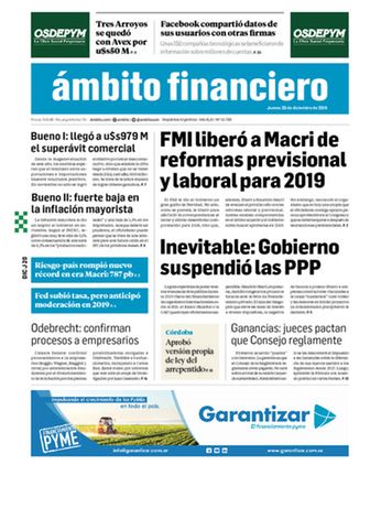 Tapa Edicion Impresa del 2018-12-20