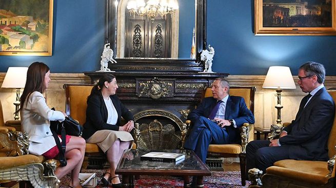 El MEF recibió a las delegaciones en la sede del Ministerio de Relaciones Exteriores.