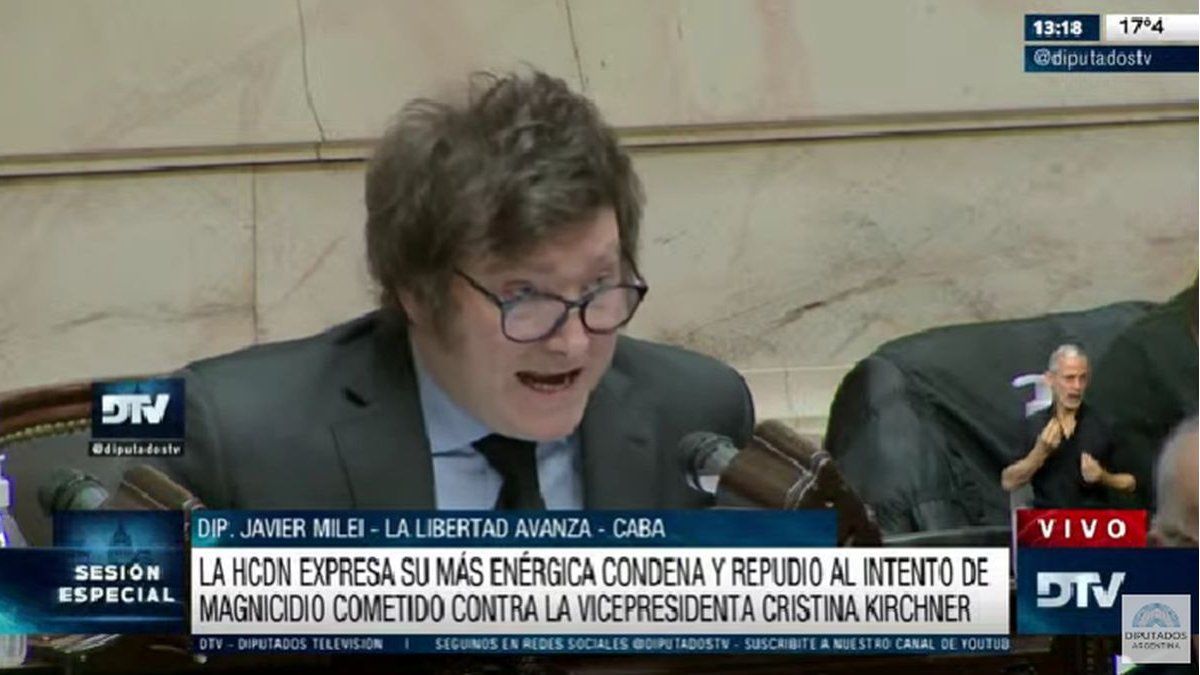 Javier Milei ensayó un repudio al atentado a Cristina y cargó contra el Gobierno