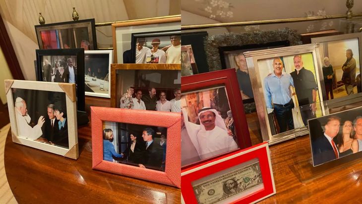 Fotografías ubicadas en un mueble del comedor.