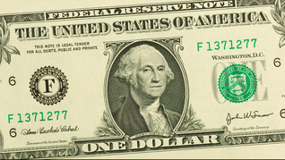 Billete actual de 1 dólar estadounidense.
