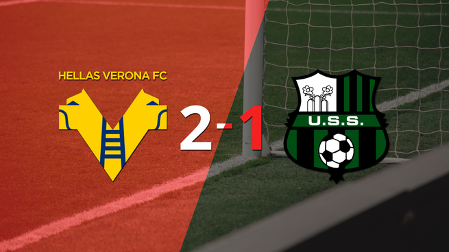 Hellas Verona logró una victoria de local por 2 a 1 frente a Sassuolo