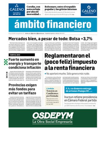 Tapa Edicion Impresa del 2018-12-28