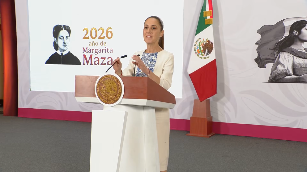 Claudia Sheinbaum en la Mañanera del Pueblo de este lunes.