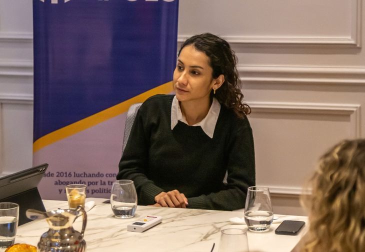 Adriana Flores Márquez, jefa de campaña de María Corina Machado en Venezuela, fue protagonista de un desayuno de la Fundación Apolo. Adriana Flores Márquez, jefa de campaña de María Corina Machado en Venezuela, fue protagonista de un desayuno de la Fundación Apolo.