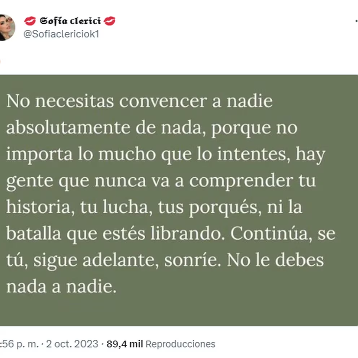 El nuevo posteo de Sofía Clérici tras el escándalo con Martín Insaurralde El nuevo posteo de Sofía Clérici tras el escándalo con Martín Insaurralde