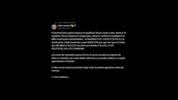 lilia lemoine retuit milei