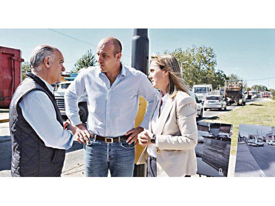 Gladys. Grindetti y Molina acompañaron ayer a la senador nacional por Buenos Aires en la triple frontera Lanús-Quilmes-Avellaneda.