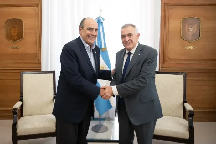 Osvaldo Jaldo junto con el ministro del Interior, Guillermo Francos. 