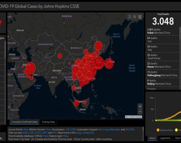 El mapa de los números oficiales del coronavirus: 3.0148 muertos y 89.117 infectados.