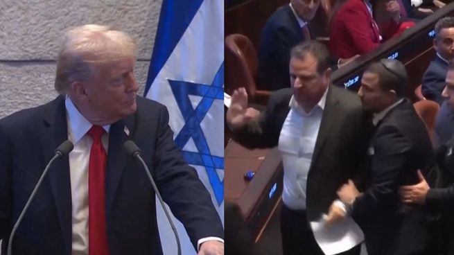 Donald Trump fue interrumpido en varias ocasiones durante su discurso en el Parlamento de Israel.