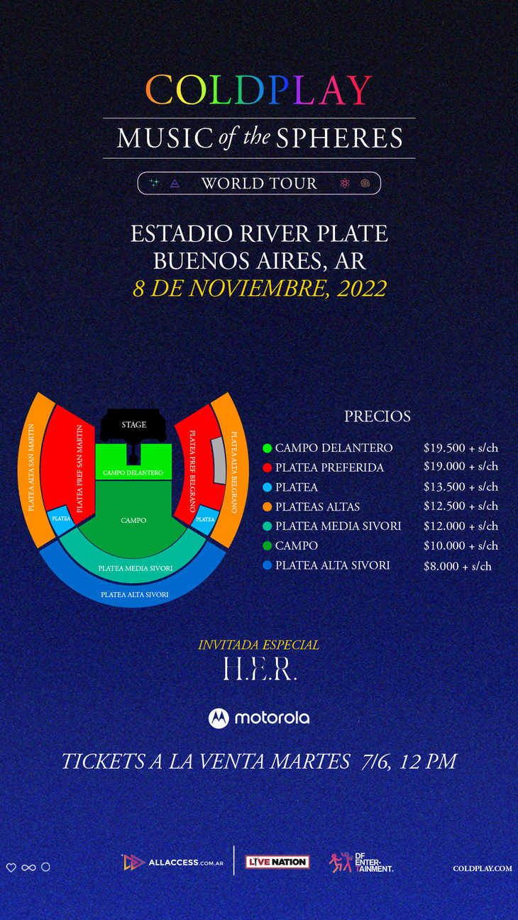 Décimo show de Coldplay en Argentina cómo y dónde comprar las entradas
