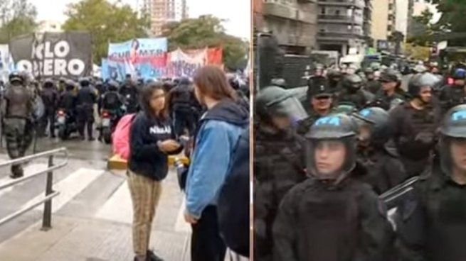 Orrganizaciones sociales se manifiestan frente a la Quinta de Olivos.&nbsp;