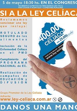Folletería de la campaña para sancionar la Ley Celíaca