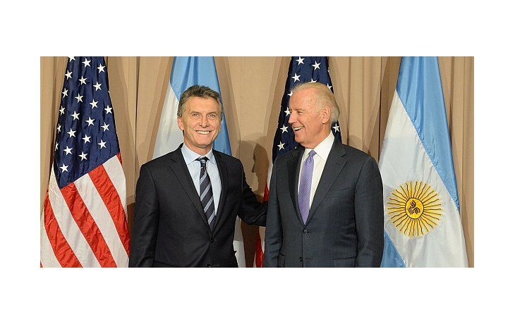 El presidente, Mauricio Macri, junto al vicepresidente de los Estados Unidos, Joe Biden