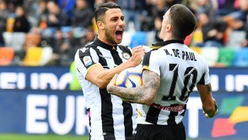de paul, cada vez mas determinante en udinese, fue la figura argentina del fin de semana en el calcio