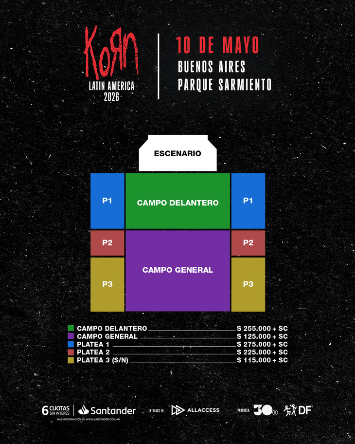 Ticket sales for Korn in Argentina: prices, locations and where to buy them