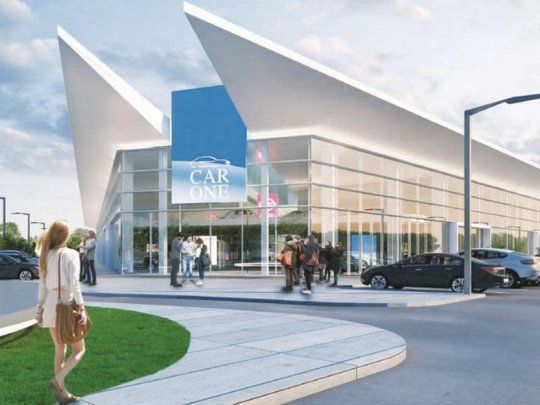 Autos y tiendas. Esta es una vista de cómo quedará el centro comercial proyectado por Antelo en Uruguay, según el render que distribuyó.