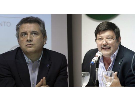 El presidente de la Sociedad Rural Argentina (SRA), Luis Etchevehere, y el de Confederaciones Rurales Argentinas (CRA), Dardo Chiesa.