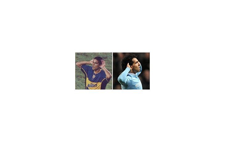 ámbito.com | Riquelme en 2001 y Tevez ayer. Los jugadores canalizan su disconformismo con el festejo.