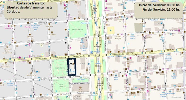 Mapa de los cortes de tránsito por la visita de Merkel (foto 1)