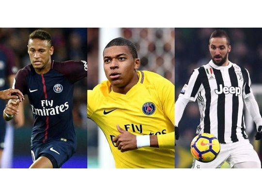 Neymar, Mbappe e Higuaín figuran entre las operación más costosas del fútbol.
