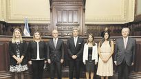 jura. Horacio Rosatti junto a Carlos Rosenkrantz y Juan Carlos Maqueda tomaron juramento a Pamela Tolosa (académica), María Fernanda Vázquez y Jimena de la Torre (abogadas) y Agustina Díaz Cordero (jueza).