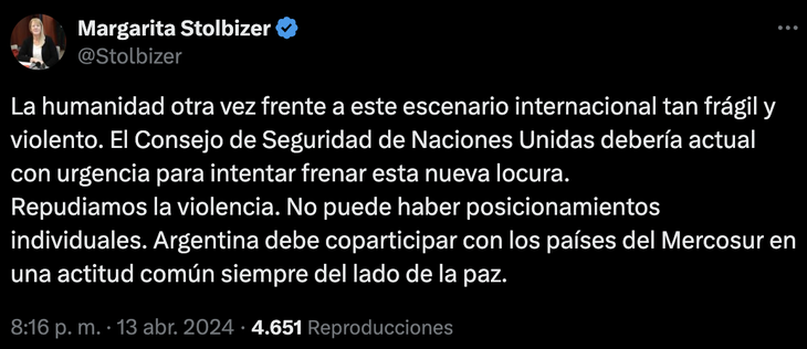 ''No puede haber posicionamientos individuales'', escribió Stolbizer. ''No puede haber posicionamientos individuales'', escribió Stolbizer.