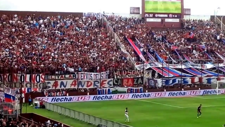 Visiting fans at the Lanús stadium.